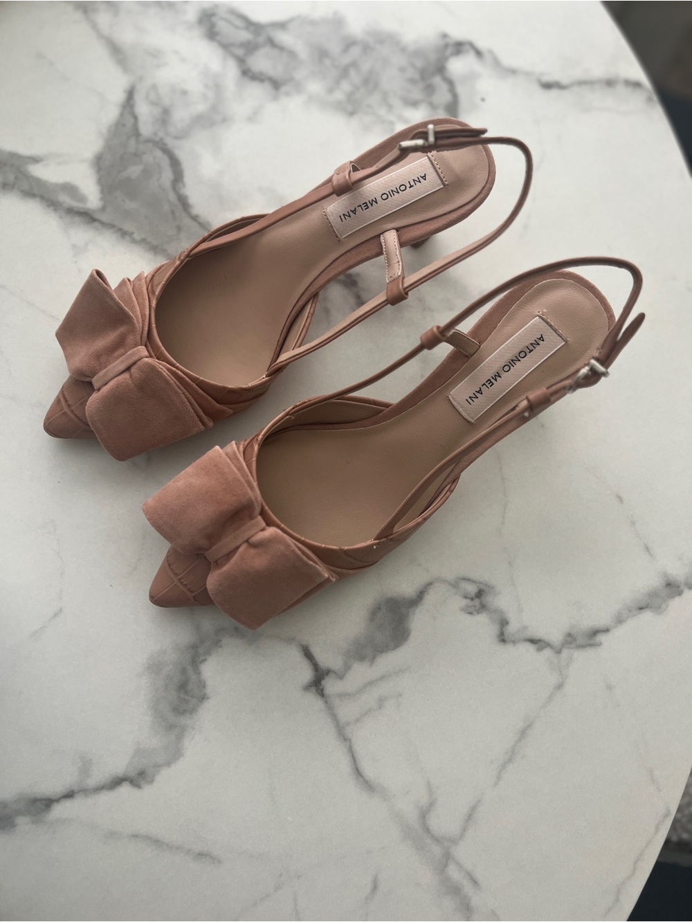 ANTONIO MELANI Dusty Pink Bow Slingback Flats